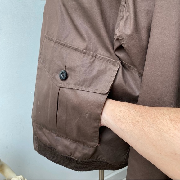 Orvis Waxed Cotton Fleece Collar Brown Bomber Large - Picture 3 of 16